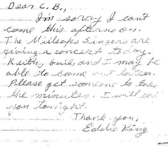 Note from Ed King to C.B. Lawyer